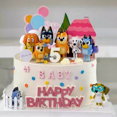 儿童生日小狗布鲁依公仔蛋糕装饰摆件卡通小房子椰树烘焙装扮插件 - 封面