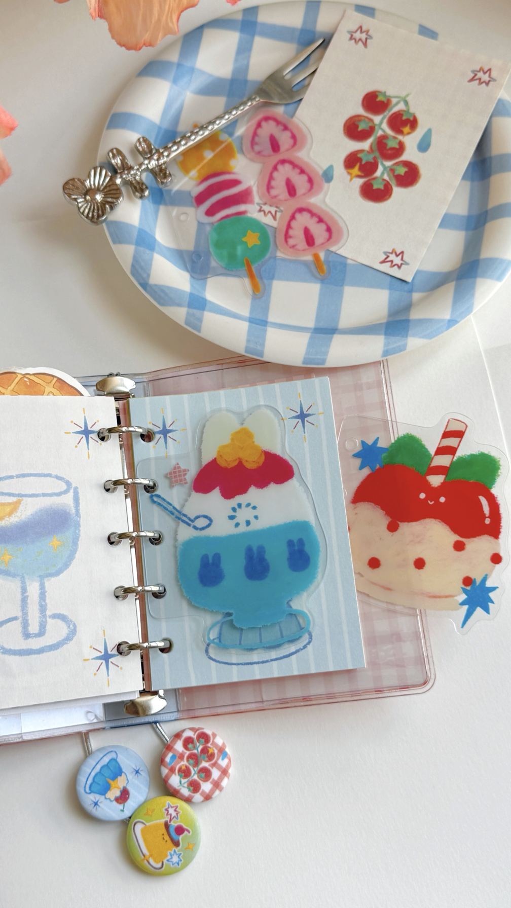 pvc分隔页双面m5分隔页A7分隔页三孔通用甜品食物可爱分隔页