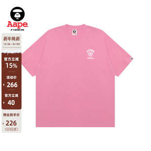 Aape旗舰店男装 T恤1600XXO 25春夏爱心猿人徽章字母刺绣潮流短袖