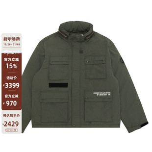 Aape旗舰店男装 风多口袋连帽羽绒外套7741XXP 秋冬猿颜徽章工装