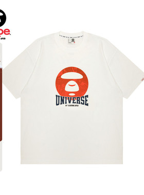 Aape旗舰店男装春夏复古猿人字母图案印花潮流短袖T恤1436XXO