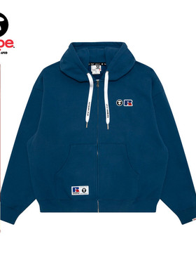 Aape联名RUSSELL男装秋冬美式复古薄绒休闲卫衣外套9781XAP