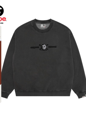 Aape联名erased图案刺绣水洗做旧圆领卫衣9740XXP