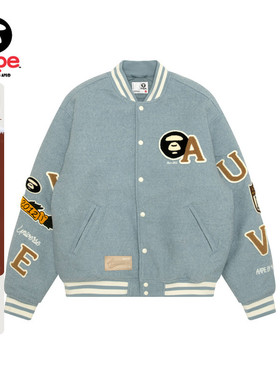 Aape旗舰店男装秋冬校园猿人徽章潮流棒球服夹克外套7742XAP