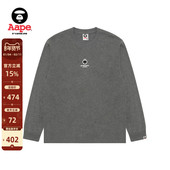 Aape旗舰店男装 秋冬扑克徽章休闲简约潮流长袖 T恤1716XAP