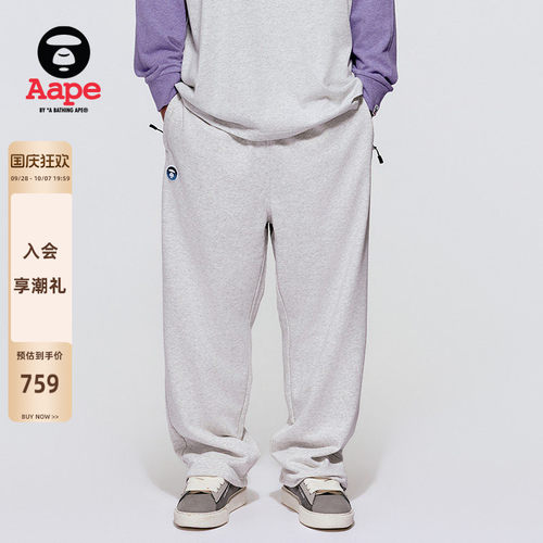Aape牙刷绣徽章宽松垂坠感卫裤