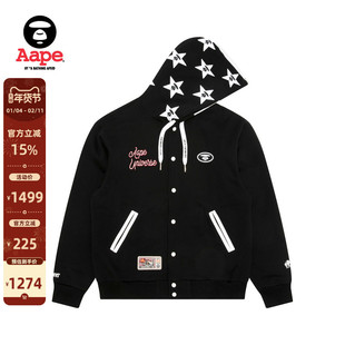 Aape旗舰店男装秋冬猿人刺绣美式校园红色棒球卫衣外套C392XXP