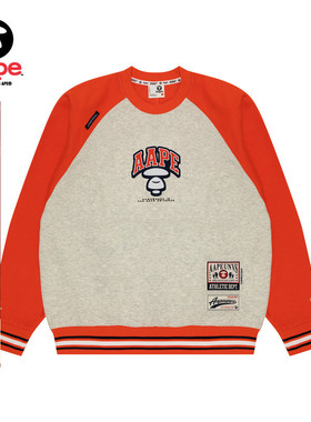 Aape男装春夏猿人徽章字母刺绣潮流撞色宽松圆领卫衣A399XAM