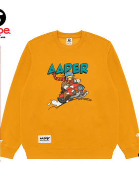 Aape旗舰店男装秋冬猿人军团印花休闲潮流薄绒圆领卫衣C367XXP