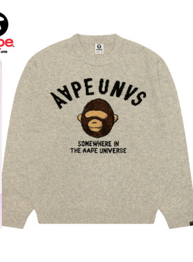 Aape旗舰店男装秋冬猿人军团提花休闲圆领毛衣针织衫D343XXP