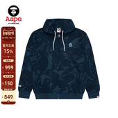 Aape旗舰店男装 秋冬迷彩扑克徽章潮流连帽卫衣外套C352XXP