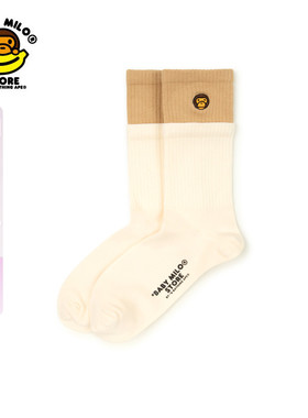 BABY MILO STORE配饰卡通刺绣小猴撞色中筒袜4480XXQ
