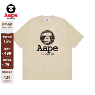 Aape旗舰店男装 T恤1640XAO 春夏迷彩圆章印花休闲潮流短袖