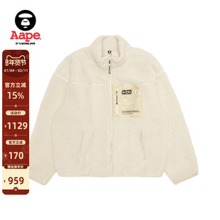 Aape旗舰店男装秋冬拼接迷彩口袋摇粒绒拉链宽松卫衣外套C365XXP