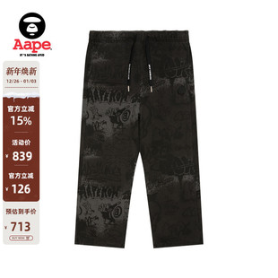 C603XXO 卫裤 Aape旗舰店男装 25春夏猿人街头喷墨涂鸦休闲潮流长裤