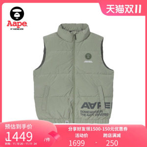 Aape旗舰店男装秋冬款猿颜徽章字母印花羽绒羽绒马甲背心7593XXL