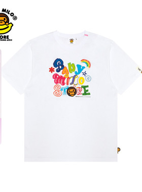 BABY MILO STORE女装卡通小猴涂鸦字母图案印花短袖T恤0455XXQ