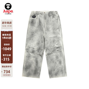 Aape旗舰店男装 B681XXO 25春夏水洗复古做旧纹理潮流宽松牛仔裤