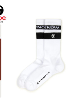 Aape旗舰店配饰字母提花撞色条纹中筒袜5135XXP