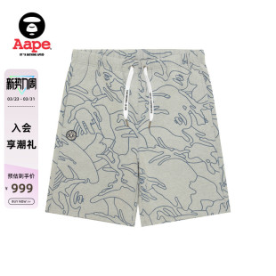 Aape旗舰店男装 C697XAQ 春夏猿人徽章字母刺绣迷彩潮流舒适短裤