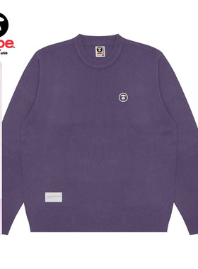 Aape旗舰店男装春秋猿人徽章简约休闲圆领毛衣针织衫B333XXN