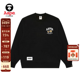 Aape旗舰店男装秋冬猿人军团徽章休闲潮流薄绒圆领卫衣C366XXP