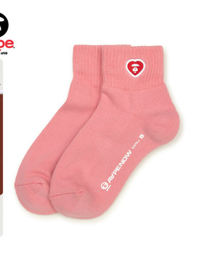 Aape旗舰店配饰春秋爱心猿人刺绣休闲潮流短袜5294XXN