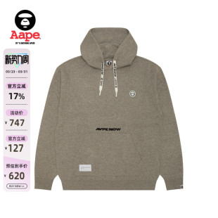 Aape旗舰店男装 B334XXN 春秋猿人徽章字母提花简约休闲连帽针织衫