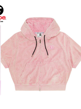 Aape旗舰店女装春夏字母毛巾提花水洗做旧短袖卫衣外套C334XXO