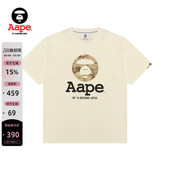 Aape旗舰店男装 T恤1712XXO 春夏猿人西部牛仔图案印花潮流短袖