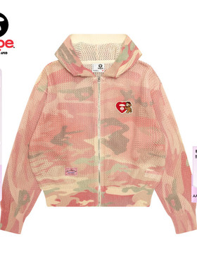 Aape旗舰店女装春夏心型猿人徽章甜酷慵懒迷彩针织衫D357XXQ