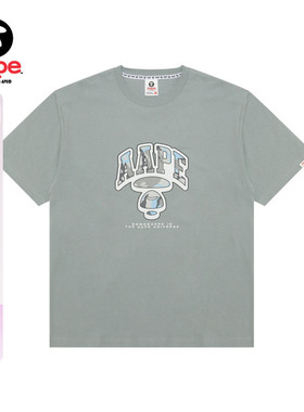 Aape旗舰店男装春夏猿人迷彩图案印花休闲潮流短袖T恤1650XXO