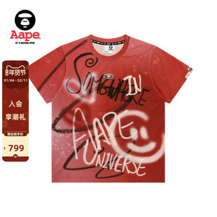 Aape旗舰店女装春夏喷墨涂鸦猿人印花街头嘻哈个性短袖T恤1911XXQ