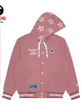 Aape旗舰店男装秋冬猿人徽章潮流厚绒连帽棒球服卫衣B347XBN