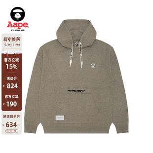 Aape旗舰店男装 B334XXN 春秋猿人徽章字母提花简约休闲连帽针织衫
