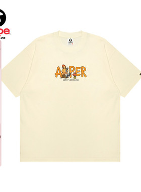 Aape旗舰店男装春夏猿人军团美式复古房车露营印花短袖T恤1616XXQ