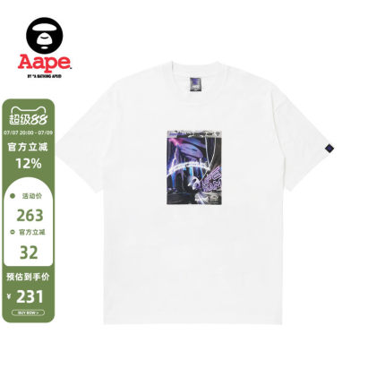 Aape旗舰店男装春夏未来科技感猿人图案字母短袖T恤1286XXK