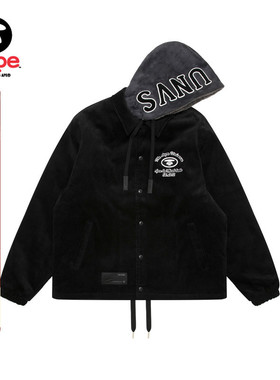 Aape旗舰店男装秋冬可拆卸帽复古水洗做旧潮流夹克外套7734XXP