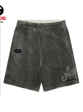 Aape旗舰店男装春夏猿人刺绣水洗做旧复古休闲短裤B686XXO