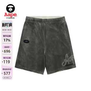 Aape旗舰店男装 B686XXO 春夏猿人刺绣水洗做旧复古休闲短裤