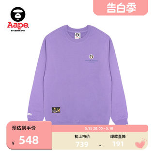 Aape旗舰店男装春夏猿颜迷彩徽章字母印花休闲圆领卫衣A304XXL