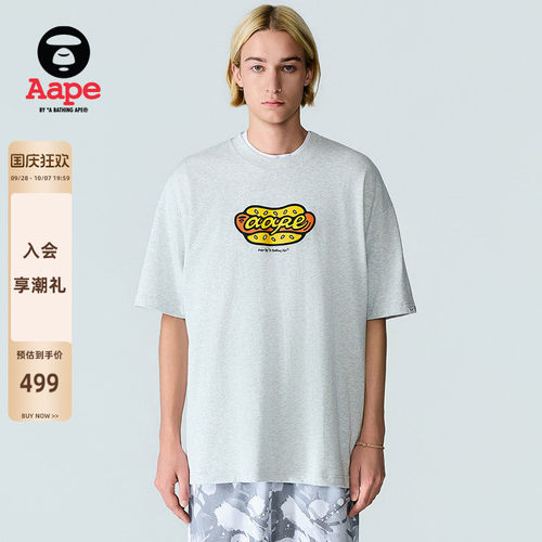 Aape猿人热狗字母涂鸦趣味T恤
