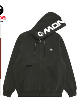 Aape旗舰店男装秋冬小标徽章拉链休闲连帽卫衣外套C358XXP