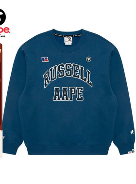 Aape联名RUSSELL男装秋冬经典徽章复古薄绒圆领卫衣9782XAP