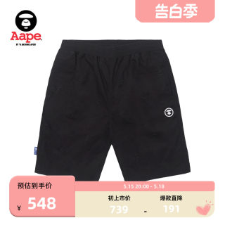 Aape旗舰店男装春夏字母刺绣满印猿颜徽章休闲短裤6966XXK