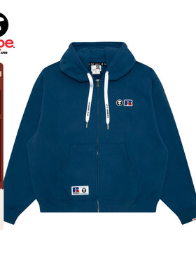 Aape联名RUSSELL男装秋冬美式复古薄绒休闲卫衣外套9781XAP