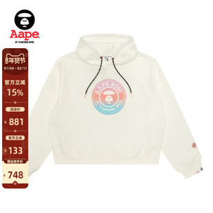 Aape旗舰店女装秋冬裂纹渐变圆章印花薄绒休闲连帽卫衣D319XXP