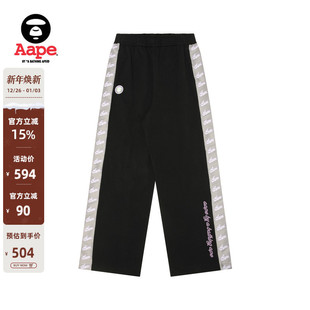 Aape旗舰店女装 B618XXM 春夏猿人徽章侧边串标宽松休闲阔腿裤