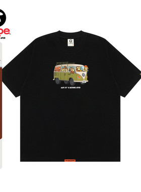 Aape旗舰店男装春夏猿人军团印花休闲宽松潮流短袖T恤1617XXO