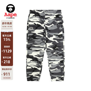 Aape旗舰店男装 C645XBP 秋冬迷彩猿人徽章潮流休闲束脚裤